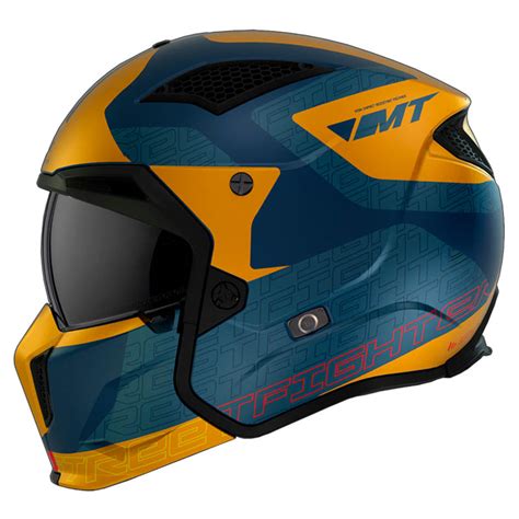 Casco Mt Streetfighter Sv Totem C Matt Blue Orange V Cascos