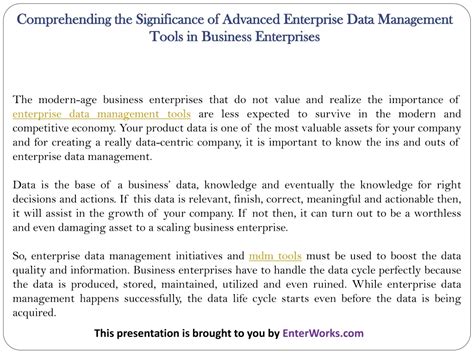 Ppt Comprehending The Significance Of Advanced Enterprise Data