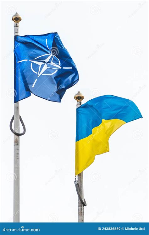 Flag Of Nato North Atlantic Treaty Organization And Ukraine Stock Image Image Of Join Europe