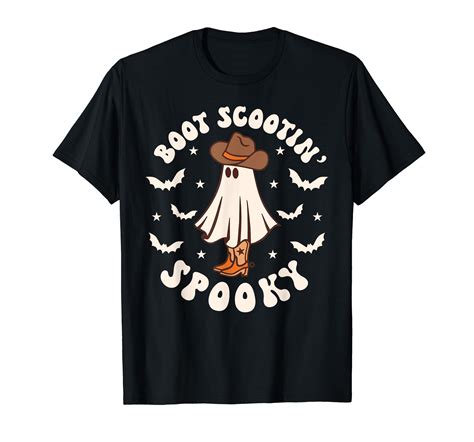 Retro Western Halloween Cute Ghost Funny Boot Scootin Spooky T Shirt