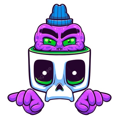 Purple And Skull Cartoon, Cartoon, Artwork, Illustration PNG ...