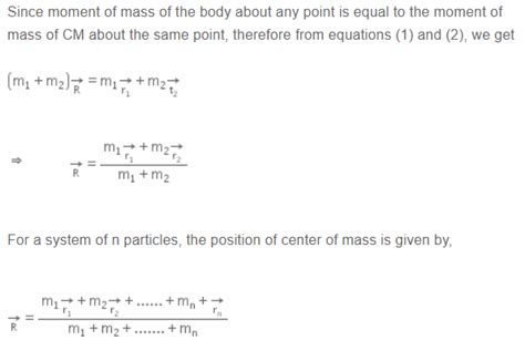 Derive An Expression Of Centre Of Mass Of N Particle System From Ab