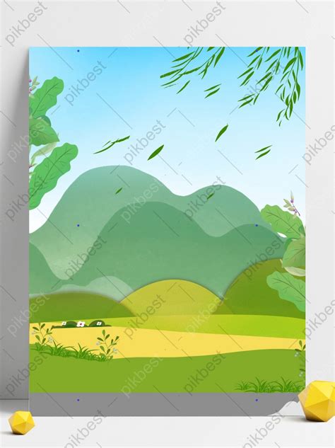 Drawing Spring Green Grass Mountain Peak Background Image Backgrounds