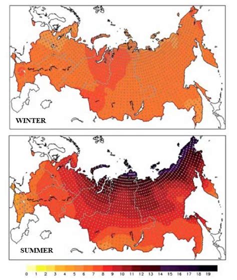 Projected growth of surface air temperature in Russia in the period ...