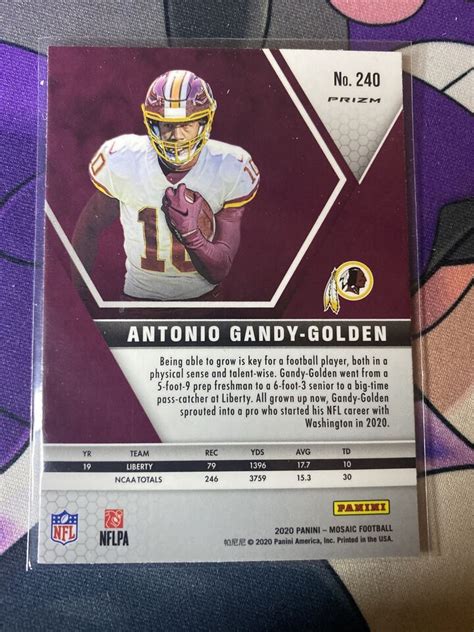 NFL 2020 Mosaic Football Green Reactive Prizm RC Antonio Gandy Golden