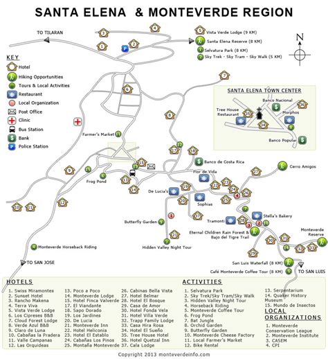 Monteverde Costa Rica Map, Santa Elena, San Luis map