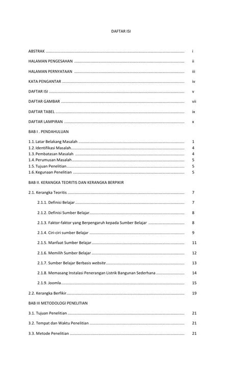 Daftar Isi Skripsi Riset
