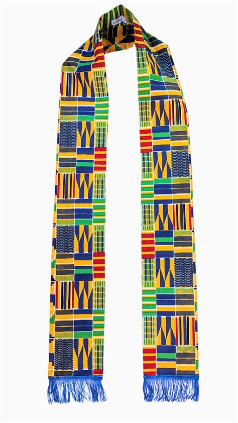 Dupsies Ahenfo Gleaming Spectrum Kente African Print Sash With Fringe