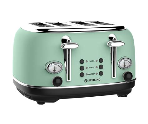 4-Slice Designer Toaster – Green - Stirling