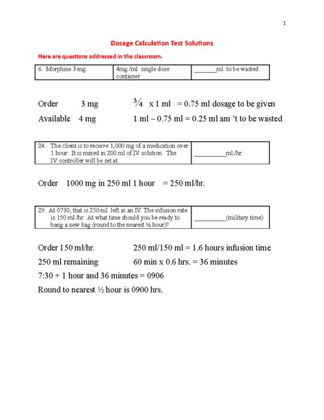 Iv Dosage Calculation Practice Problems With Answers Medicat