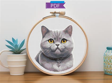 British Shorthair Cat Cross Stitch Pattern Tetchystitch