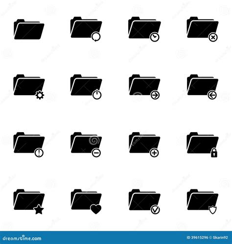 Vector Black Folder Icons Set Stock Vector Illustration Of Documents