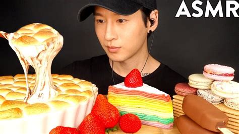 Asmr Chocolate Ice Cream Smores Dip Macaron Mukbang No Talking