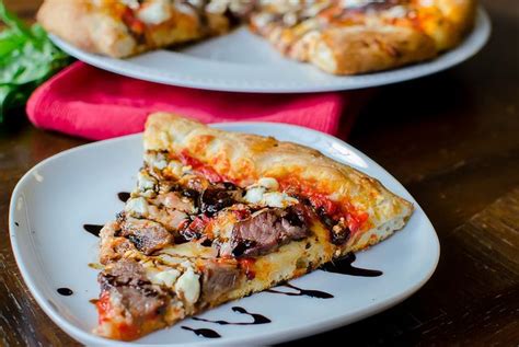 Balsamic Steak Roasted Red Pepper And Goat Cheese Pizza Balsamic