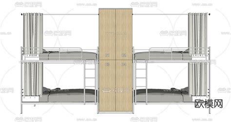 现代宿舍上下床 高低床su模型下载id14032144sketchup模型下载 欧模网