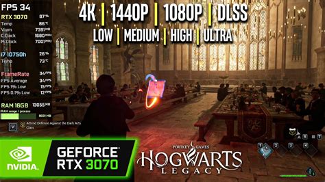 Hogwarts Legacy RTX 3060 1080p 1440p 4K DLSS Ray Tracing