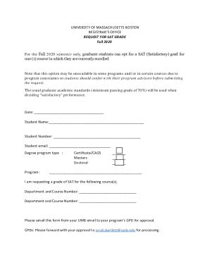 Fillable Online REGISTRARS OFFICE REQUEST FOR SAT GRADE Fall 2020 Fax