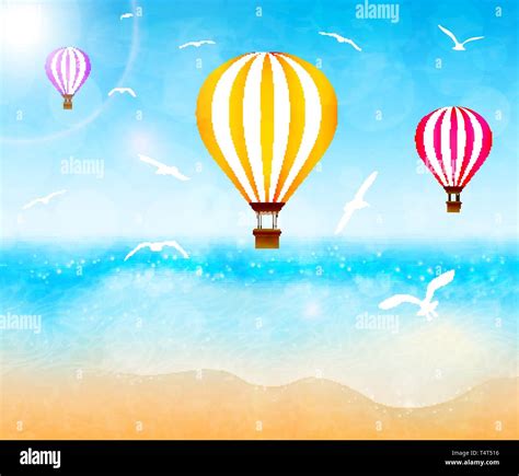 Hot Air Balloons Over Water Stock Vector Images Alamy