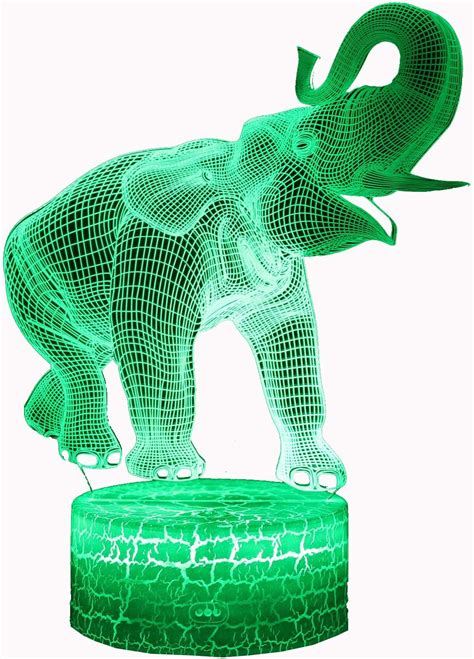 AZALCO Ilusión 3D Elefante rugiente LED luz de la noche 7 cambio de