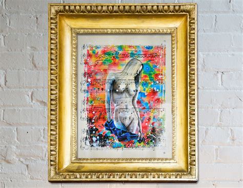 Naked Colours Collage Art On Real Vintage Sheet Music Page Gift For Him Beautiful Girl
