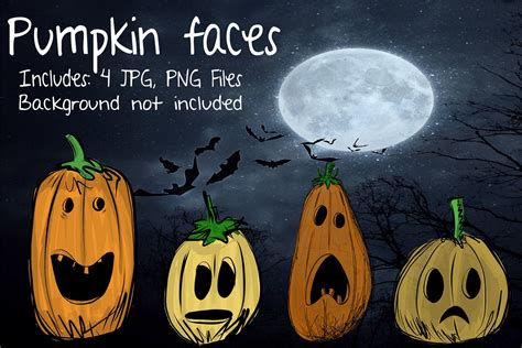 Pumpkin faces clipart (445417) | Illustrations | Design Bundles