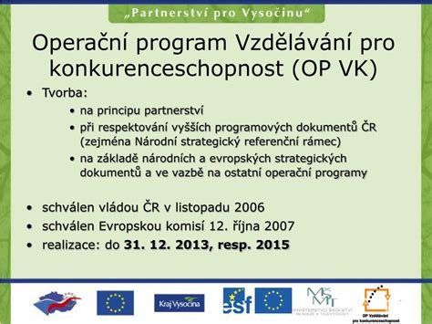 Ppt Opera N Program Vzd L V N Pro Konkurenceschopnost Op Vk