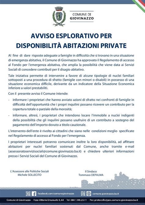 Avviso esplorativo per disponibilità abitazioni private