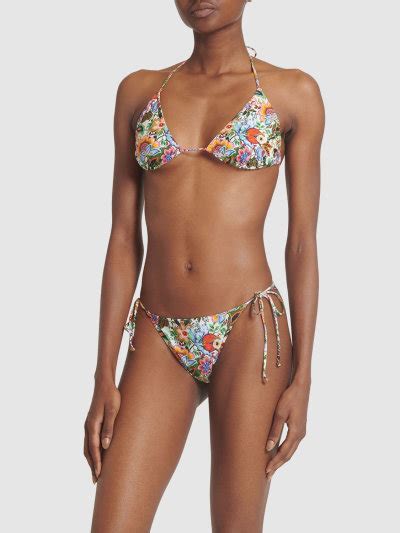 Printed Lycra Triangle Bikini Set Etro Women Luisaviaroma