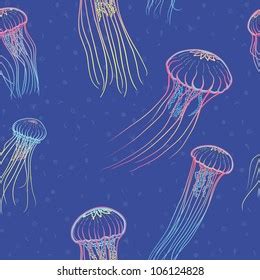 Seamless Pattern Jellyfish Vector Stock Vector Royalty Free