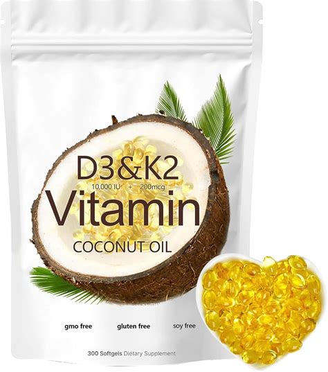 Amazon.com: SIRDIKA Vitamin D3 K2 Softgel, D3 K2 Vitamin 10000 IU ...