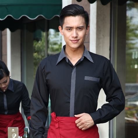 Long Sleeve Hotel Restaurant Waiter Waitress Shirtuniform Work Wear Factory Wholesale