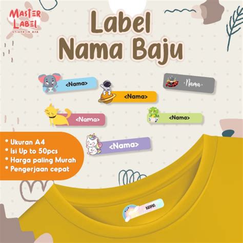 Jual Part Stiker Nama Kain Background Karakter Uk A Label Baju