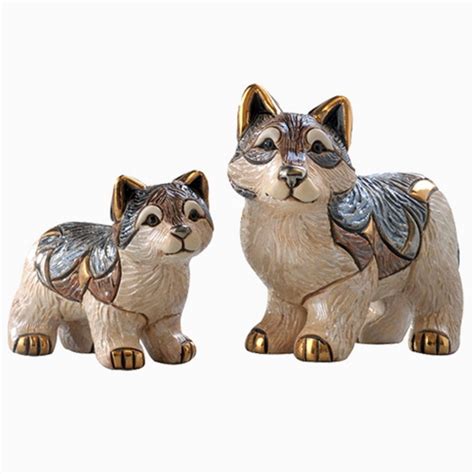 Wolf and Baby Figurine Set | De Rosa Collection