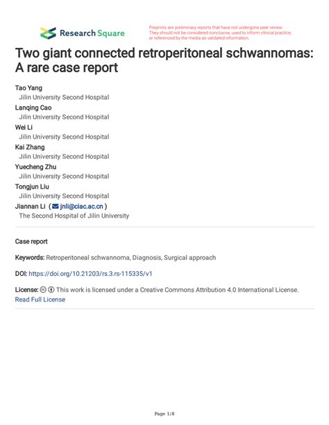 Pdf Two Giant Connected Retroperitoneal Schwannomas A Rare Case Report