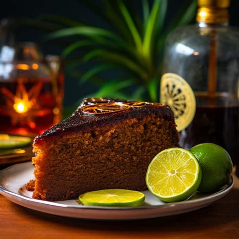 Traditional Jamaican Fruit Rum Cake Slice Contains Alcohol The