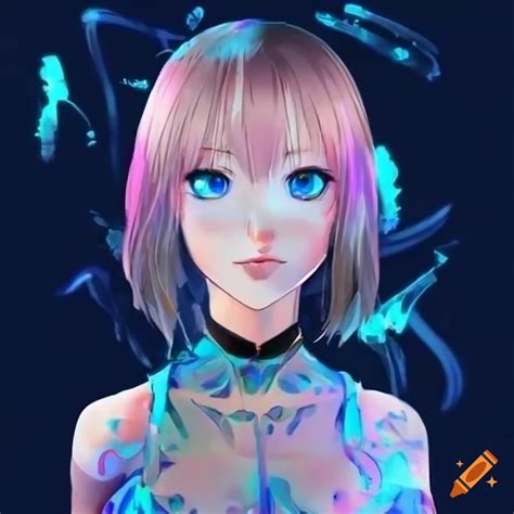 Female Ai Avatar With A Cute And Hot Holographic Look In Colorful Manga