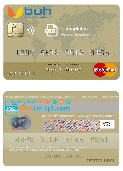 Haiti Buh Bank Mastercard Credit Card Template In Psd Format Fully