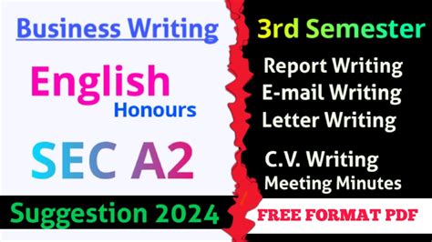 3rd Semester English Honours SEC A2 Suggestion 2024 Business Writing