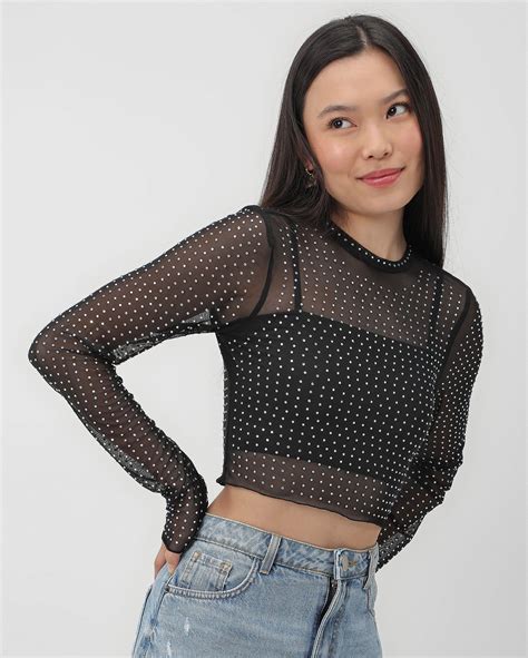 Blusa Cropped Juvenil De Tule Brilho Preta Y C By Riachuelo