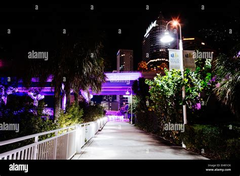 The Riverwalk at night, in Tampa, Florida Stock Photo - Alamy