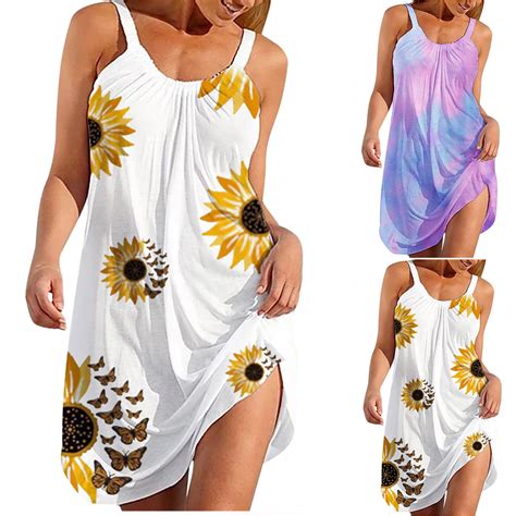 Womail Womens Plus Size Fashion Sexy Sleeveless Hem Dress Cute Cartoon