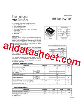 IRF7811AVPBF Datasheet PDF International Rectifier