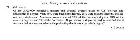 Solved Part 2 Show Your Work In All Questions 1 10