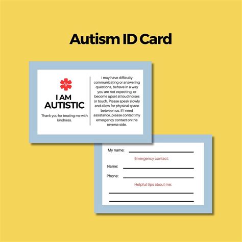 Autism Id Card Medical Id Card Emergency Contact Instant Download Etsy