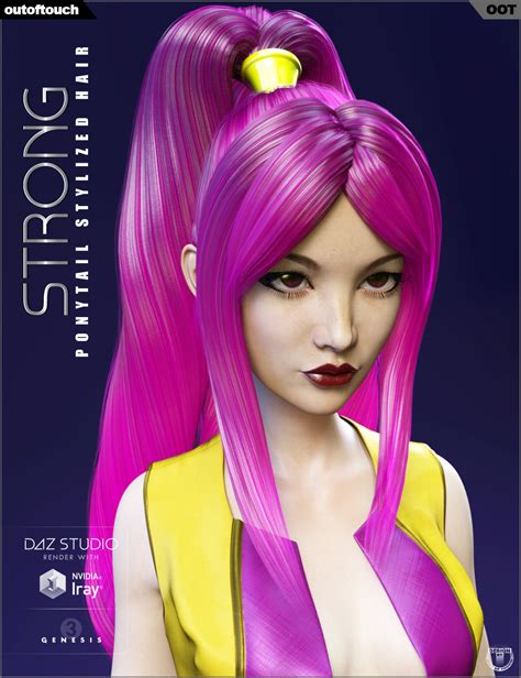 Strong Ponytail Stylized Hair For Genesis 3 Females Daz 3d