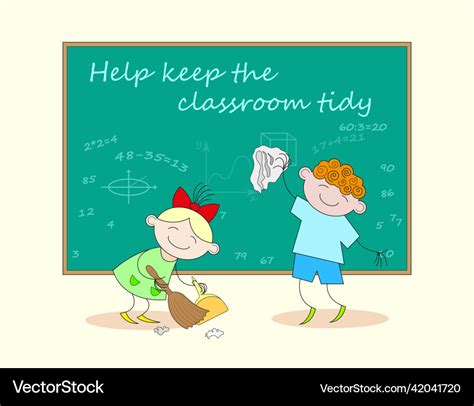 Help Keep The Classroom Tidy Royalty Free Vector Image