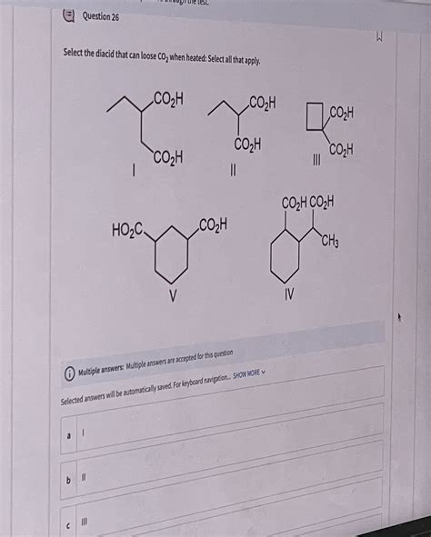 Solved Select the diacid that can loose CO2 when heated: | Chegg.com