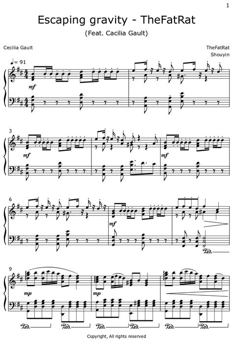 Escaping Gravity TheFatRat Sheet Music For Piano