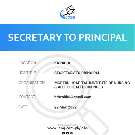 Secretary To Principal Job Modern Hospital Institute Of Nursing