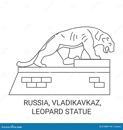 Russia Vladikavkaz Flat Landmarks Vector Illustration Russia